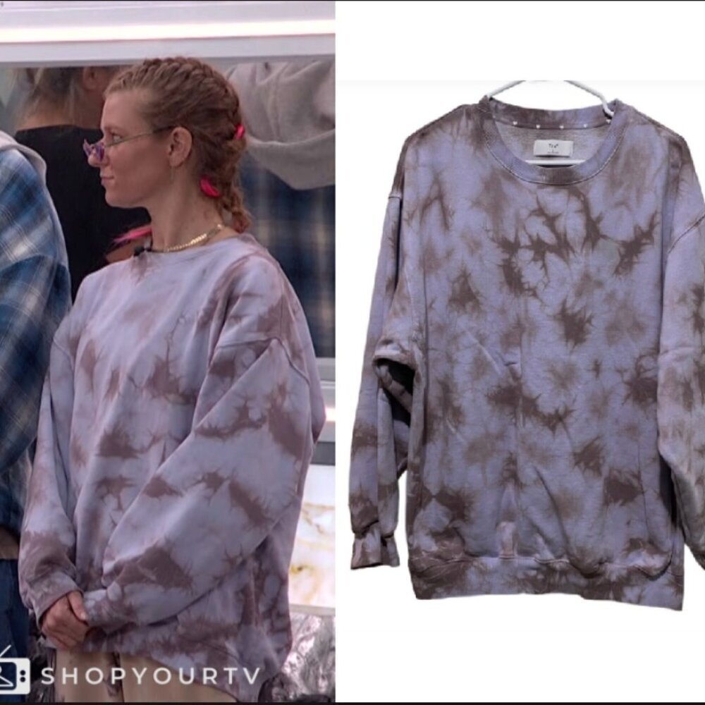 Aritzia TNA Crewneck Sweatshirt Size 2 Lavender Tie Dye Oversized Cozy Fleece